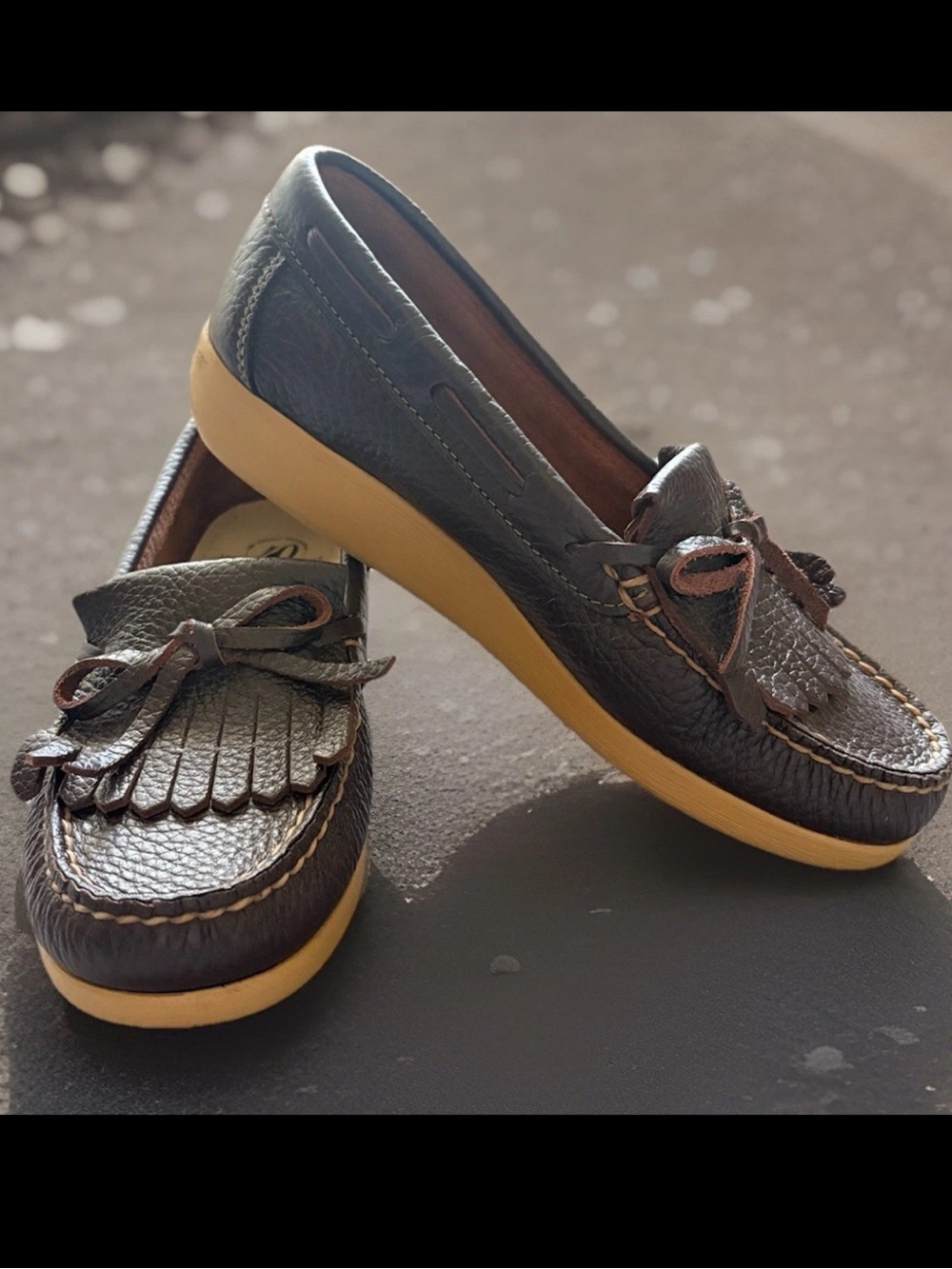 SAS Loafers Womens Size 7.5 Brown Leather Kiltie Moccasin Slip On Flats Tassels